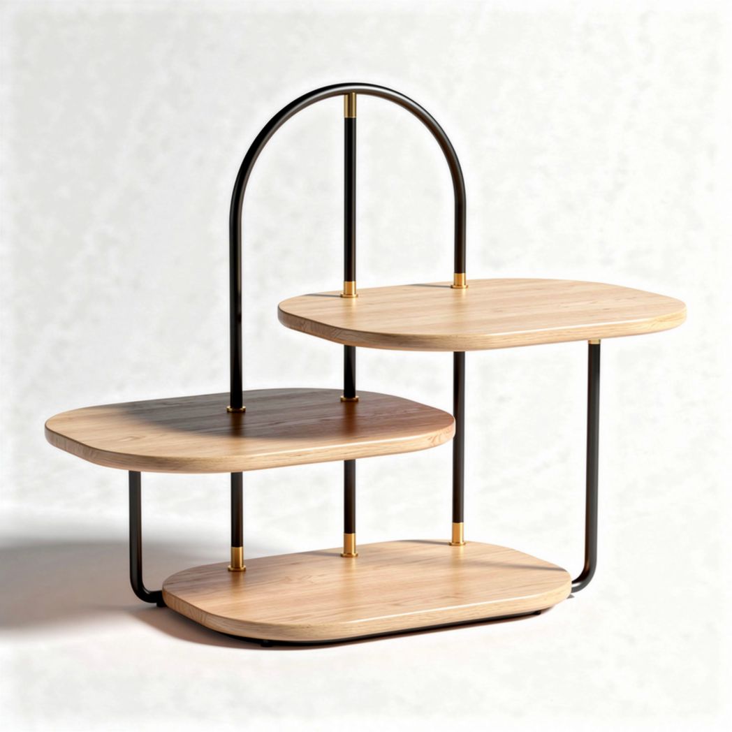 Woonaccessoire van hout en metaal met afmetingen 60 x 30 x 80cm