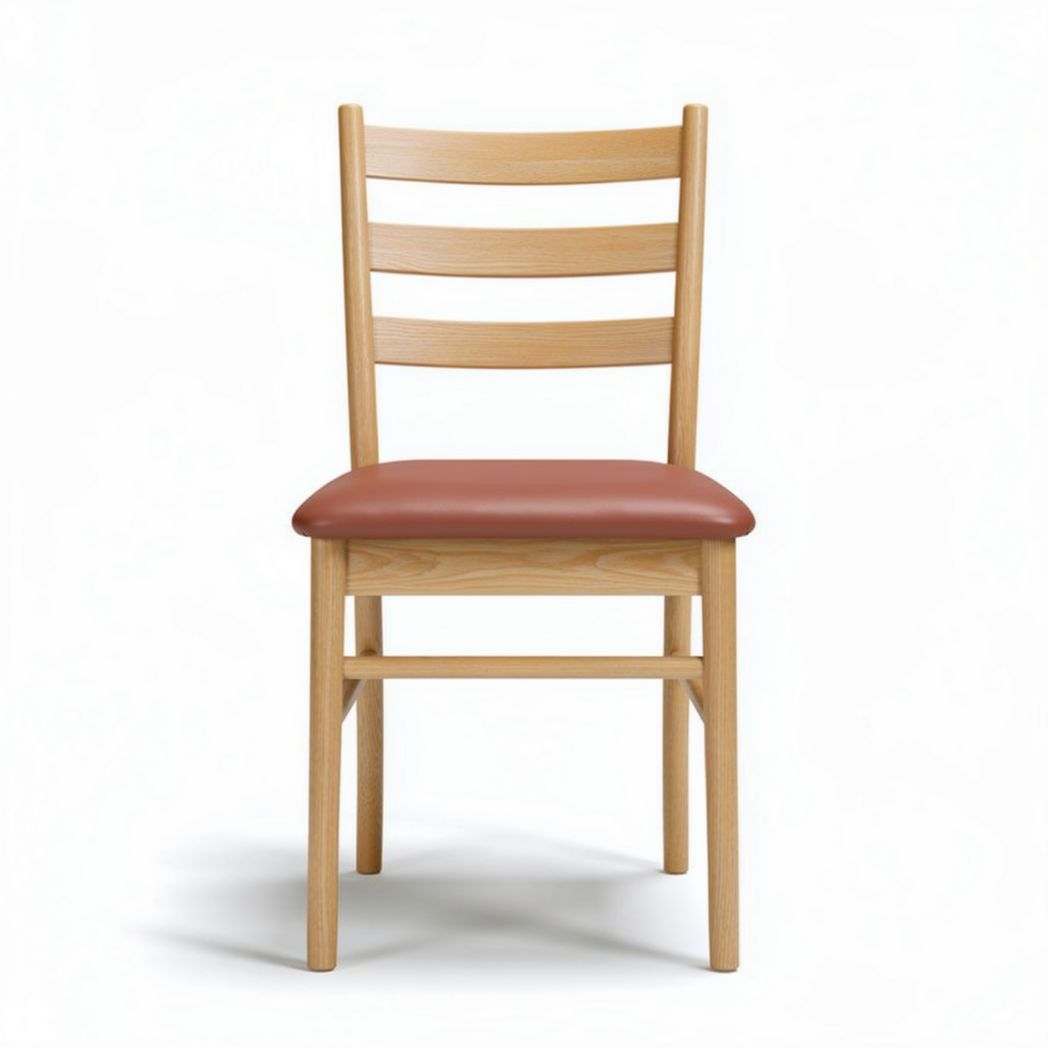 Houten stoel met leren zitting en een afmeting van 45 x 45 x 85cm