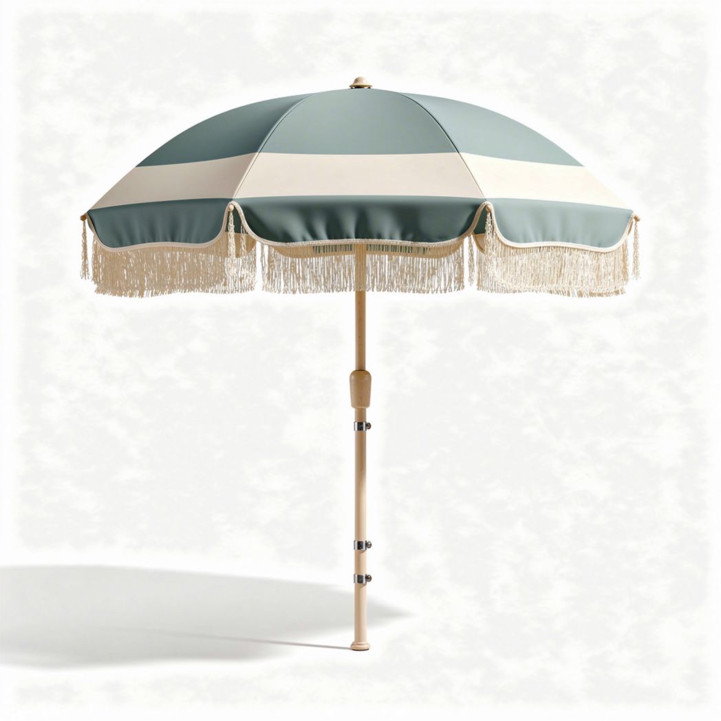 Parasol met franjes in groen en crèmekleur 200 x 200 x 250cm