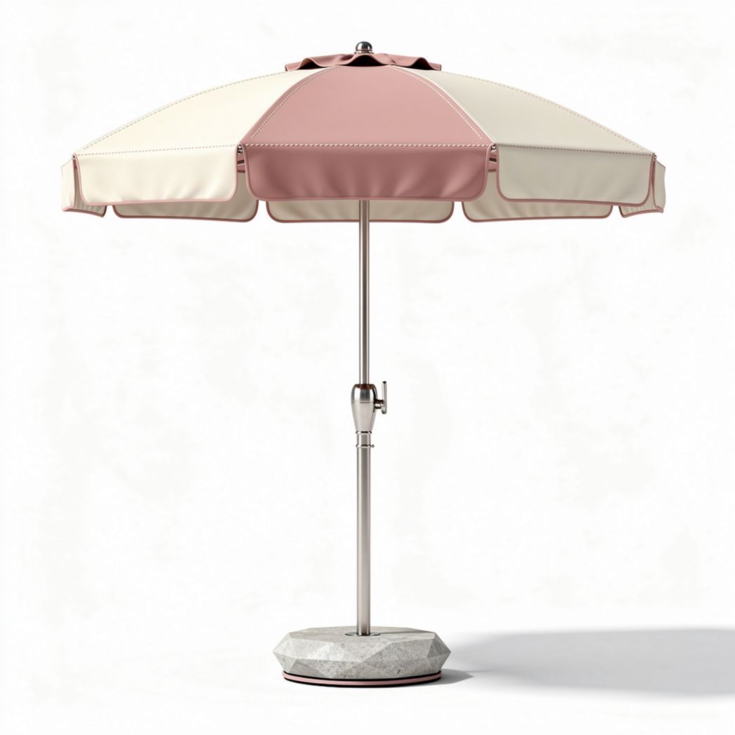 Parasoll met marmeren voet 150 x 150 x 250cm in crème en roze kleur