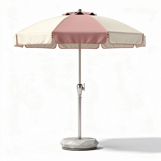Parasoll met marmeren voet 150 x 150 x 250cm in crème en roze kleur