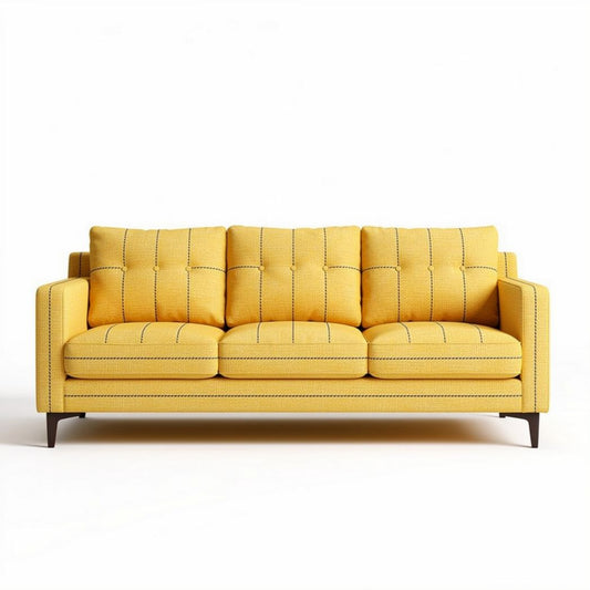 Geel stoffen bank voor woonkamer 200 x 90 x 85cm met moderne uitstraling